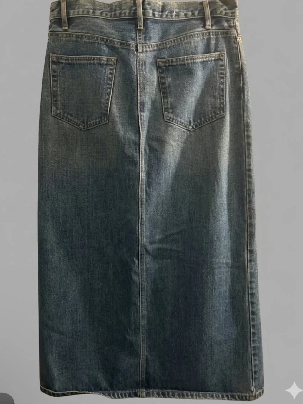 GAP JEANS VINTAGE MAXI DENIM SKIRT WITH FRONT SLIT MEDIUM WASH FADE